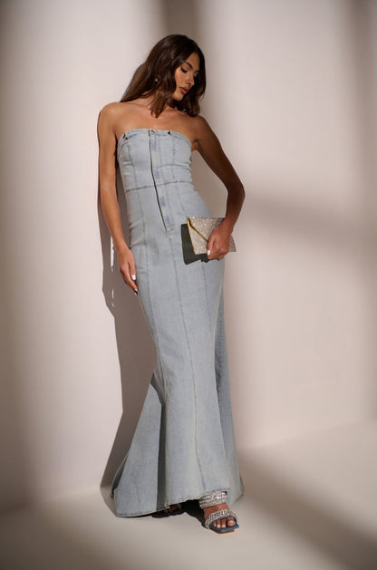 CALL ME BRITNEY DENIM MAXI DRESS